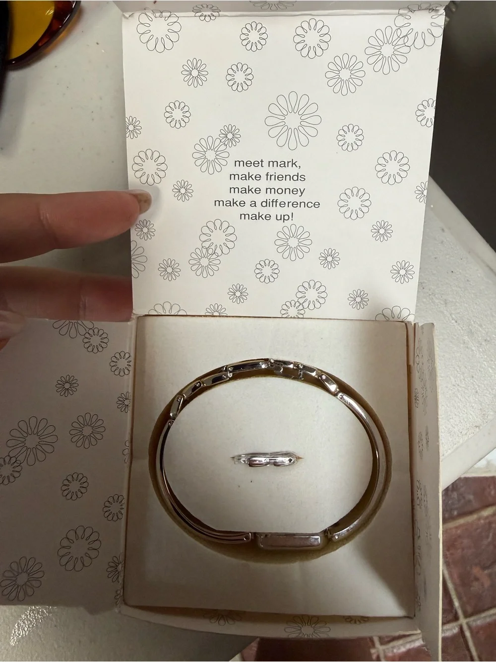 Avon Silver Bracelet Watch with Pink Inset Panels